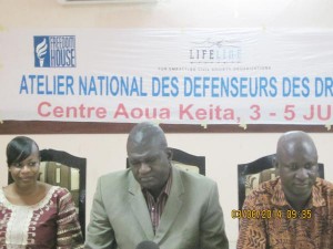 Mahamar Maïga president commission malienne droit homme comaddh ouly keita representante free dom forum modibo podiougou ministere justice atelier conference reunion