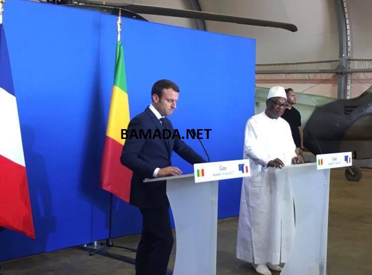 emmanuel macron president francais ibk ibrahim boubacar keita chef etat malien discours visite nord mali gao kidal tombouctou